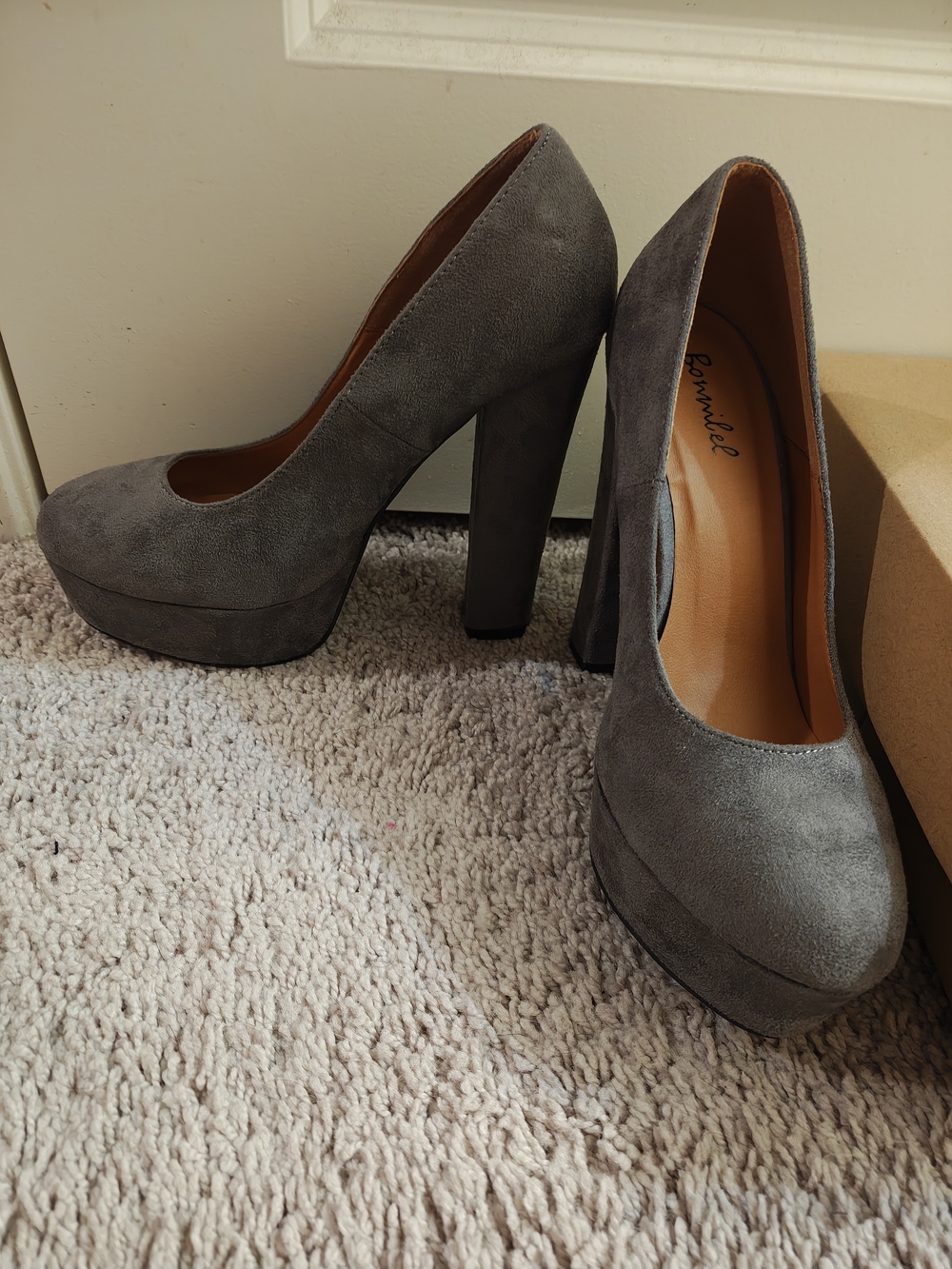Gray Suede Platform High Heels